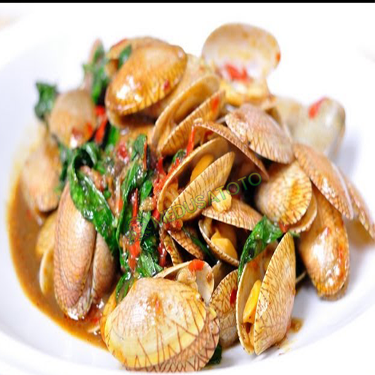 Hoy Lai Pad Nam Prik Pao(Kerang Tumis Saus Sambal Thai)